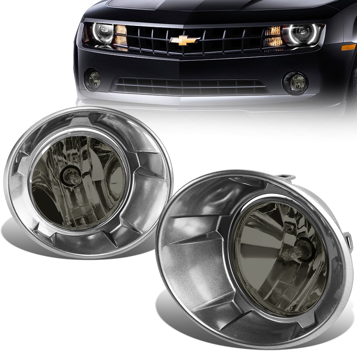 D-Motoring - Fog Lights - Smoked Lens - Plug-n-Play - Pair - 10-13 Chevy Camaro - 1