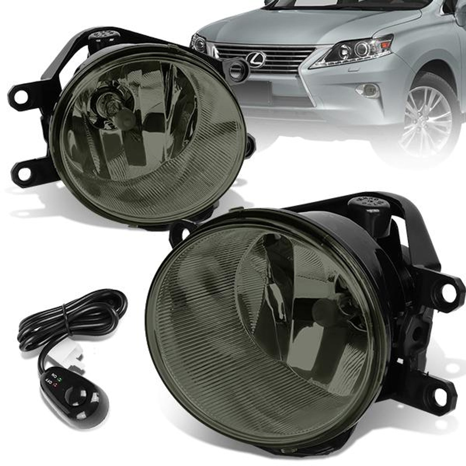 Smoked Lens Fog Lights w/ Switch + Wiring Harnesses <br>14-16 Toyota Corolla Highlander
