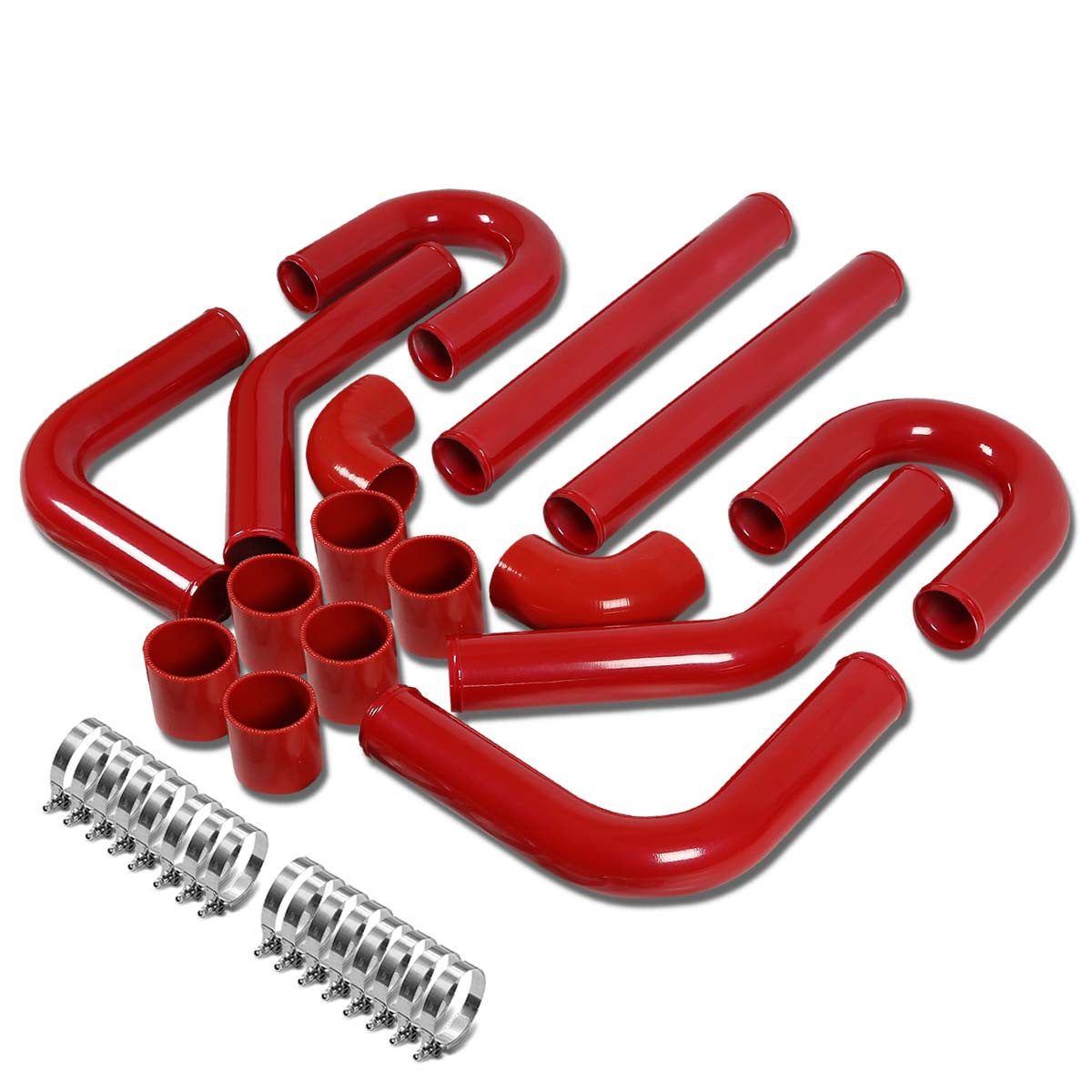 D-Motoring - Intercooler Piping Kit - 2.25 in. Piping - W/ Coupler - Aluminum - 8PC - Universal - 1