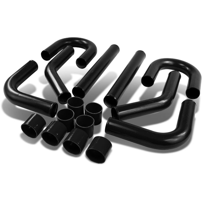 D-Motoring - Intercooler Piping Kit - 2.75 in. Piping - W/ Silicone Hose+T-Clamp - Aluminum - 8PC - Universal - 1