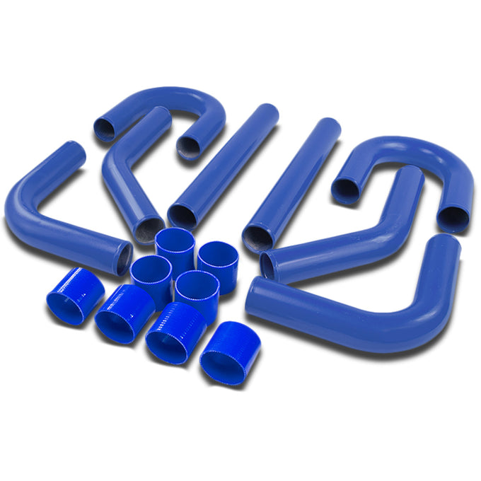 D-Motoring - Intercooler Piping Kit - 2.75 in. Piping - W/ Silicone Hose+T-Clamp - Aluminum - 8PC - Universal - 4
