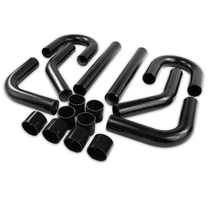D-Motoring - Intercooler Piping Kit - 3 in. Piping - W/ U-Pipe+Hose+T-Clamp - Aluminum - 8PC - Universal - 1