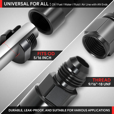 SAUTO 2PCS 6AN To 5/16" GM Quick Connect Fuel Adapter – Black, EFI Fitting, LS Swap Ready