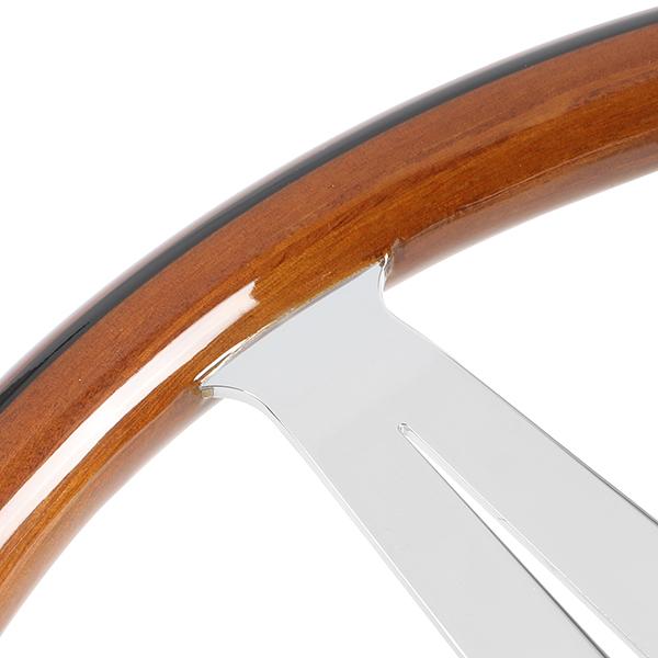 Stainless Steel Spokes Wood Grain Steering Wheel<br>Fits w/ any Standard 70mm 6-Bolt Racing Hub Adaptors