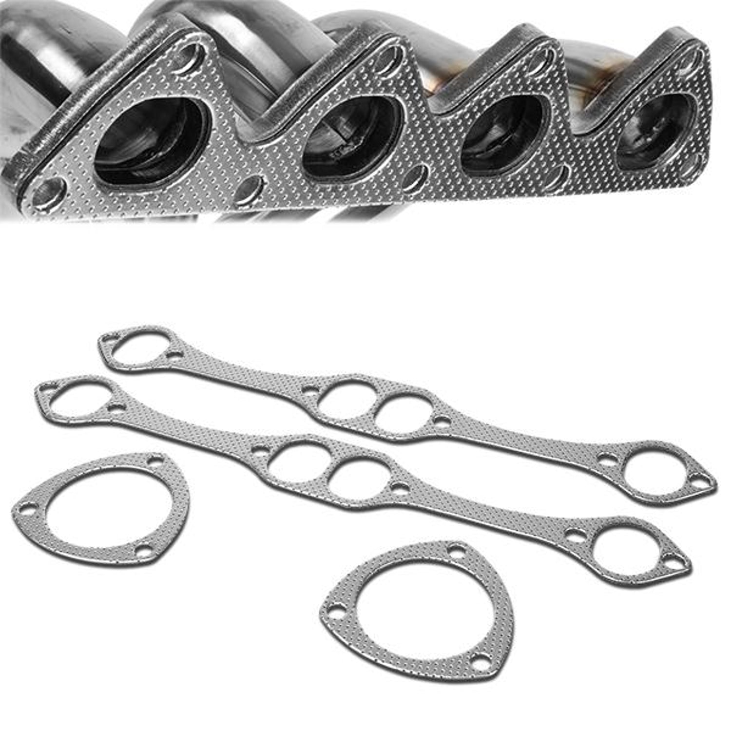 Exhaust Manifold Gasket Set <br>Chevy 265-400 Small Block SBC V8 Engine Oval Port
