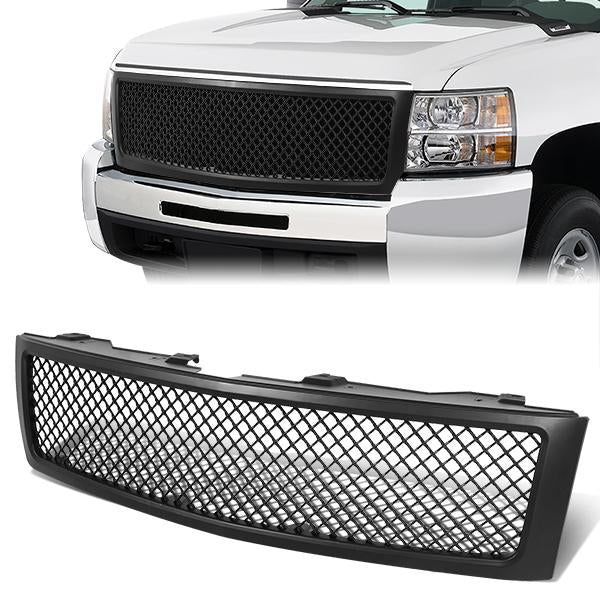 07-13 Silverado Suburban Sierra Bumper Grille - Front Upper - Matte - GRF-002-T1-MBK - 1