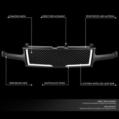 Diamond Mesh LED DRL Front Grille <br>99-02 Chevy Silverado 1500 2500 LD