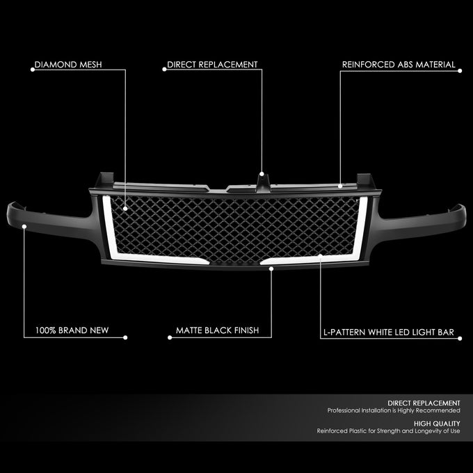 Diamond Mesh LED DRL Front Grille <br>99-02 Chevy Silverado 1500 2500 LD
