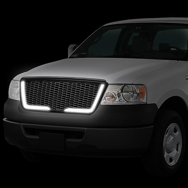 Honeycomb Mesh LED Bar Front Grille <br>04-08 Ford F150