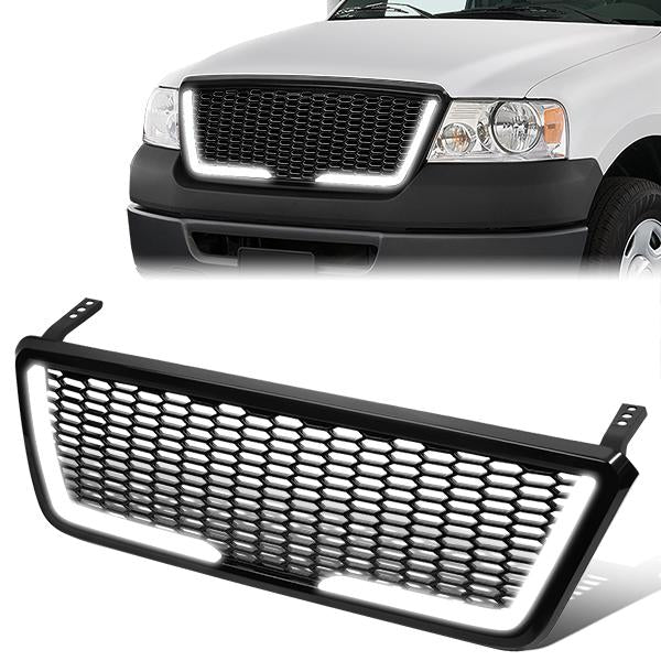 Honeycomb Mesh LED Bar Front Grille <br>04-08 Ford F150