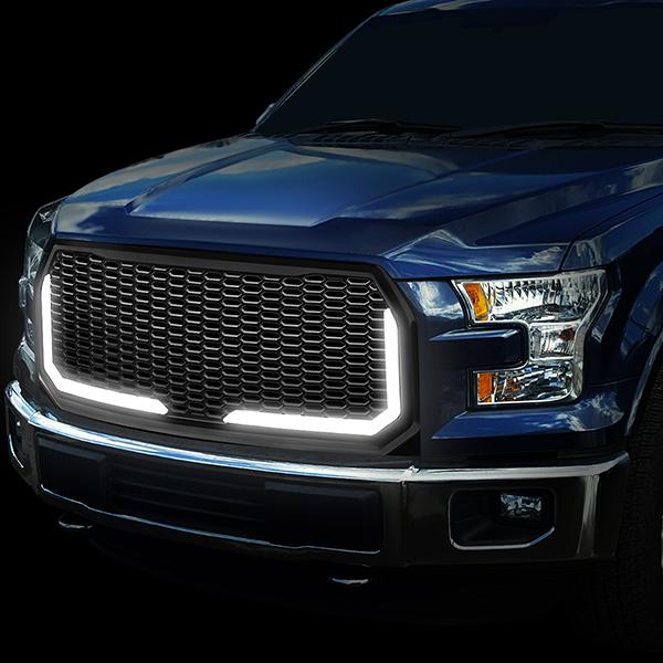 Honeycomb Mesh LED Bar Front Grille <br>15-17 Ford F150