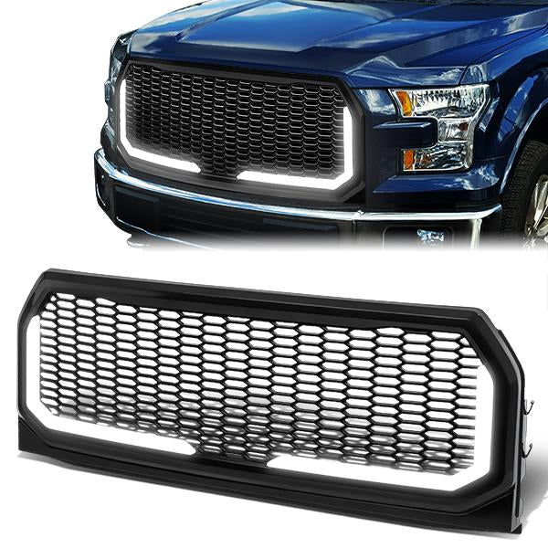 Honeycomb Mesh LED Bar Front Grille <br>15-17 Ford F150
