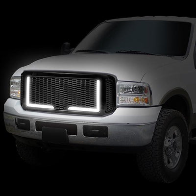 Honeycomb Mesh LED Bar Front Grille <br>05-07 Ford F250 F350 F450 F550 Super Duty