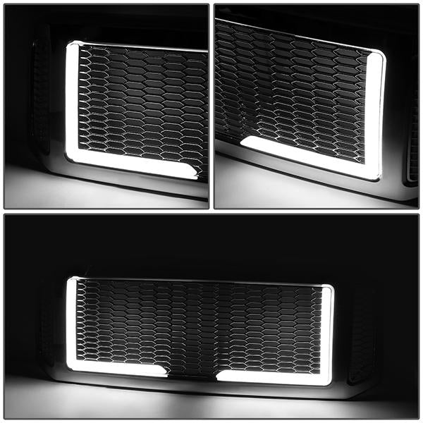 Honeycomb Mesh LED Bar Front Grille <br>05-07 Ford F250 F350 F450 F550 Super Duty