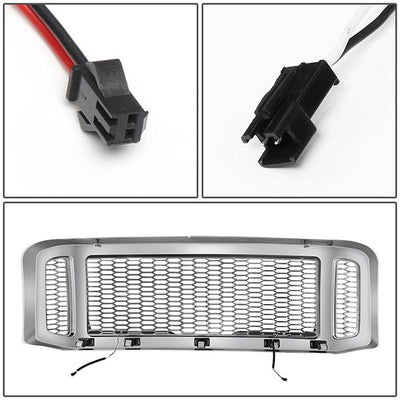 Honeycomb Mesh LED Bar Front Grille <br>05-07 Ford F250 F350 F450 F550 Super Duty