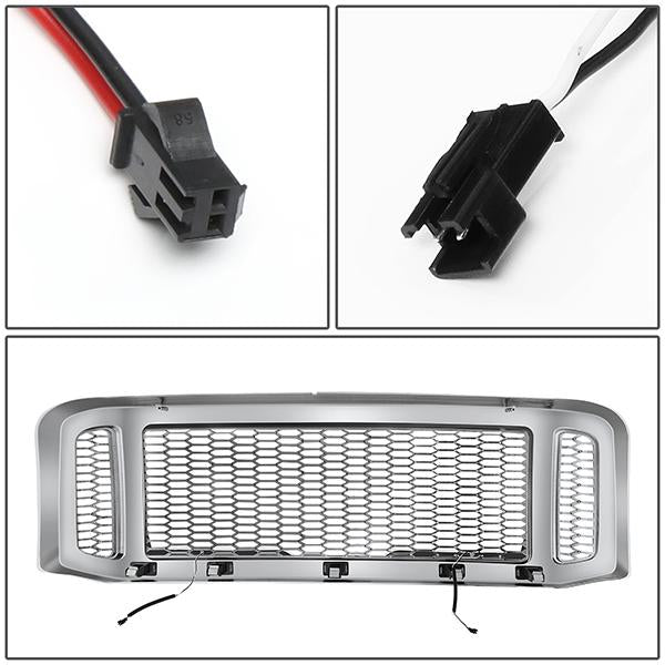 Honeycomb Mesh LED Bar Front Grille <br>05-07 Ford F250 F350 F450 F550 Super Duty