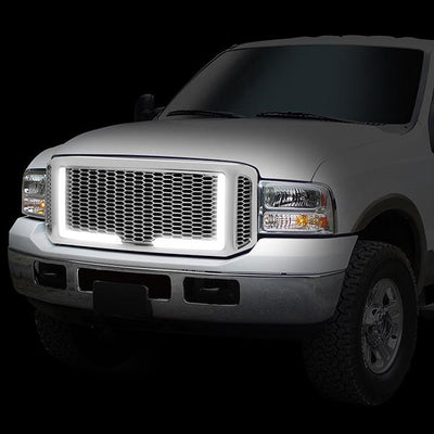 Honeycomb Mesh LED Bar Front Grille <br>05-07 Ford F250 F350 F450 F550 Super Duty
