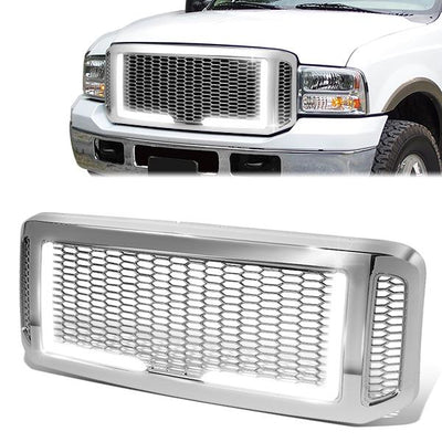 Honeycomb Mesh LED Bar Front Grille <br>05-07 Ford F250 F350 F450 F550 Super Duty