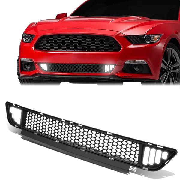 Honeycomb Mesh LED DRL Front Lower Bumper Grille <br>15-17 Ford Mustang Base/Ecoboost/GT