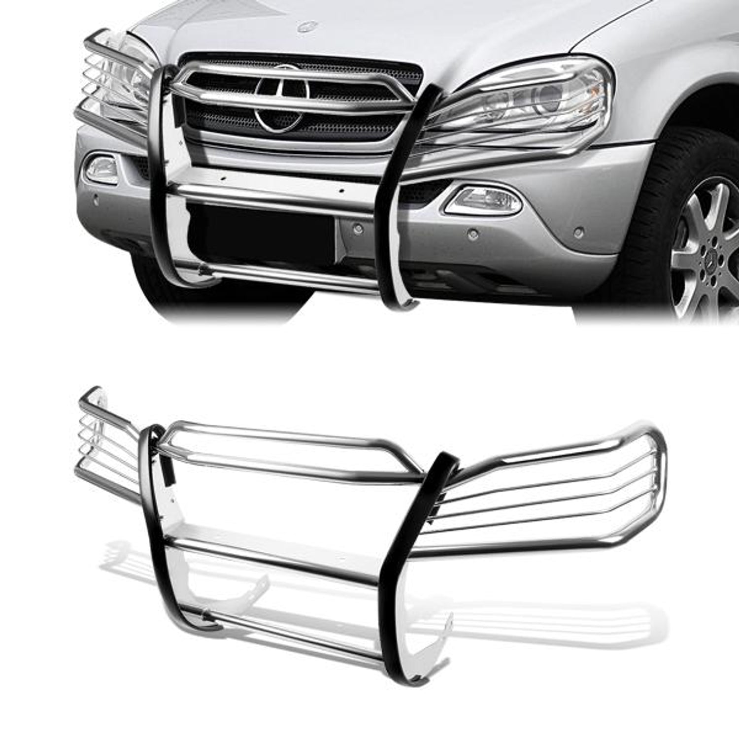 98-05 Mercedes-Benz ML320 ML350 ML430 ML500 Brush Grille Guard - Stainless Steel