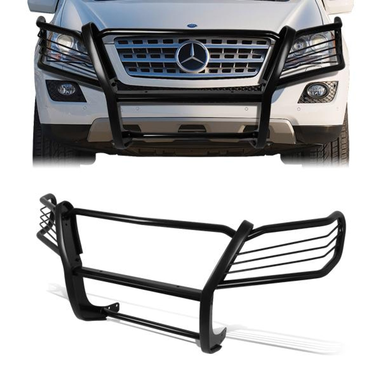 06-11 Mercedes-Benz ML320 ML350 ML450 ML500 ML550 ML63 Brush Grille Guard - Steel - Black