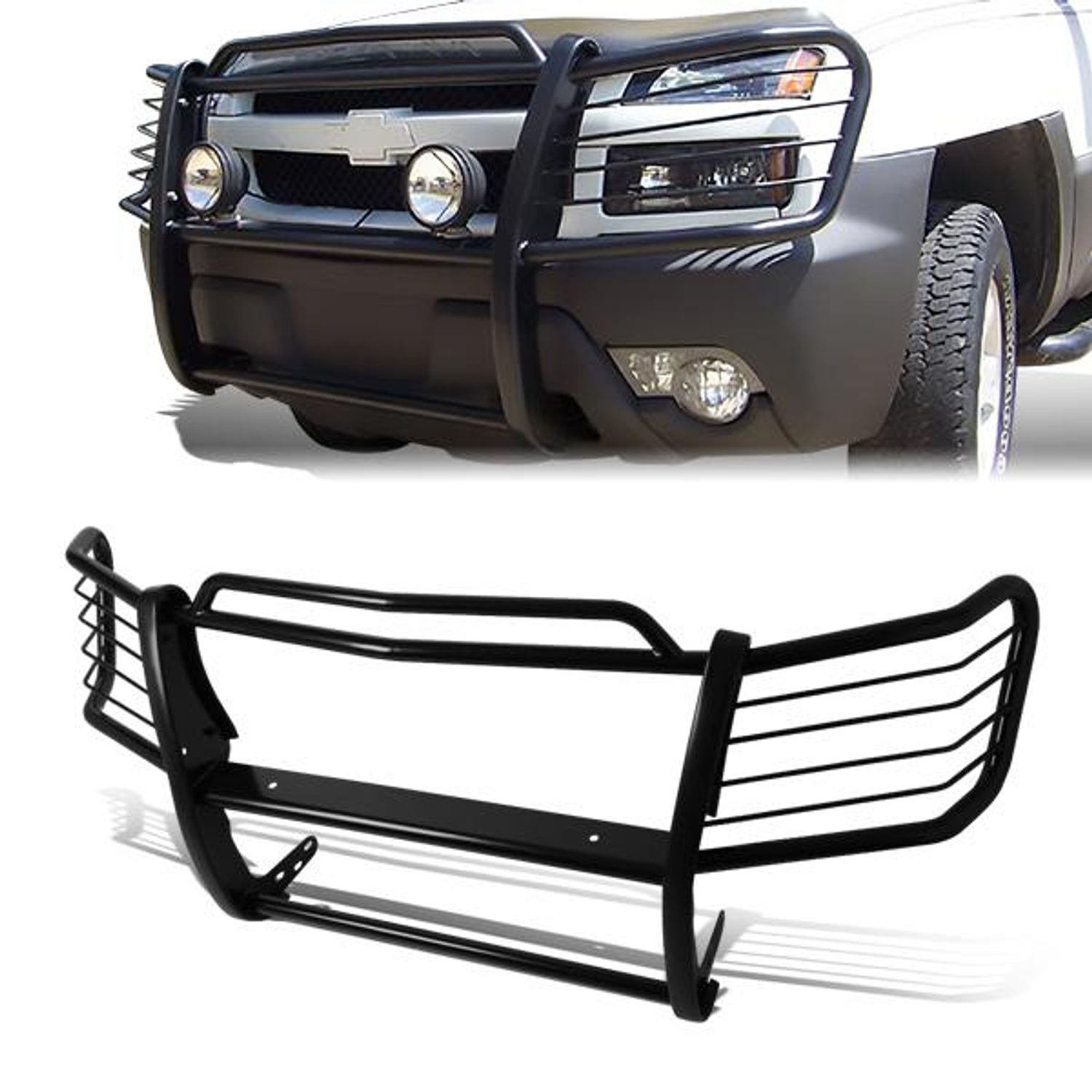 02-06 Chevy Avalanche 1500 Brush Grille Guard - Steel - Black
