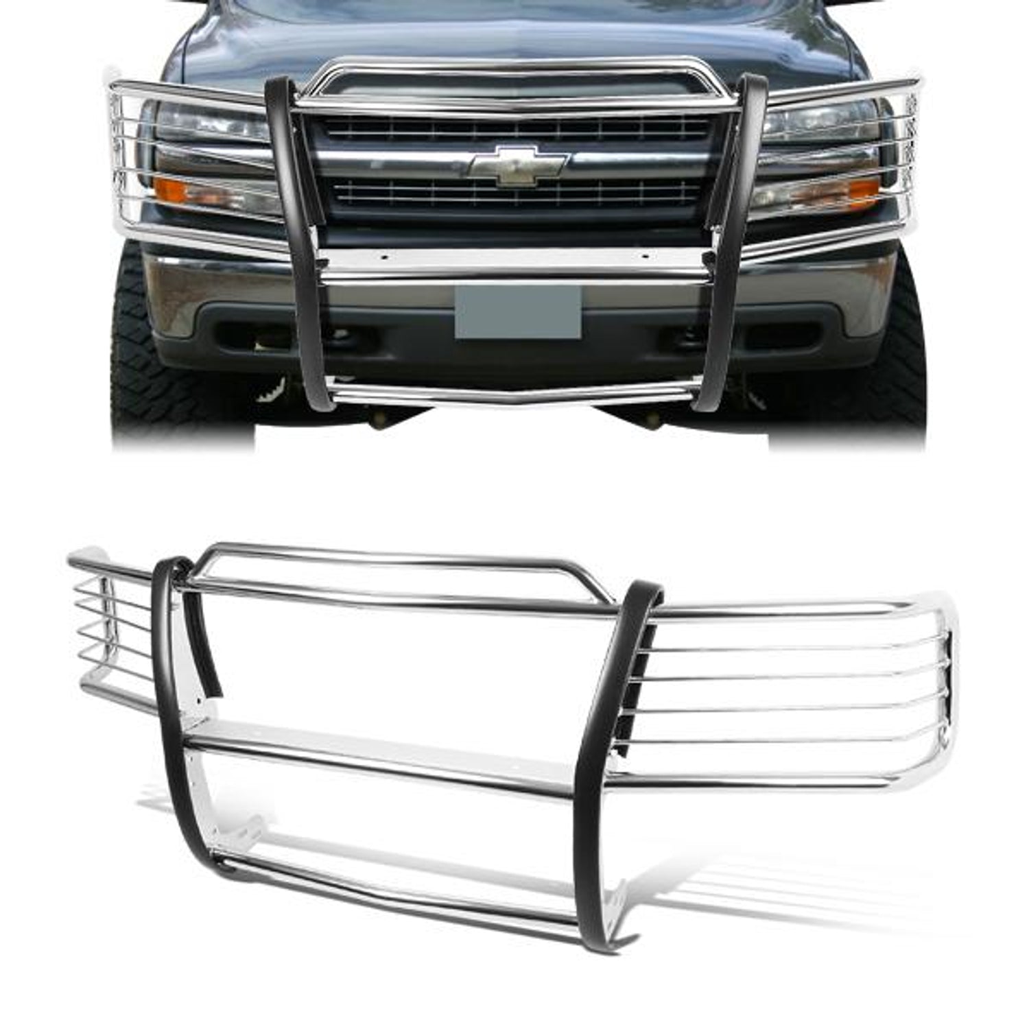 99-02 Chevy Silverado 2500 3500HD 00-06 Suburban Brush Grille Guard - Stainless Steel