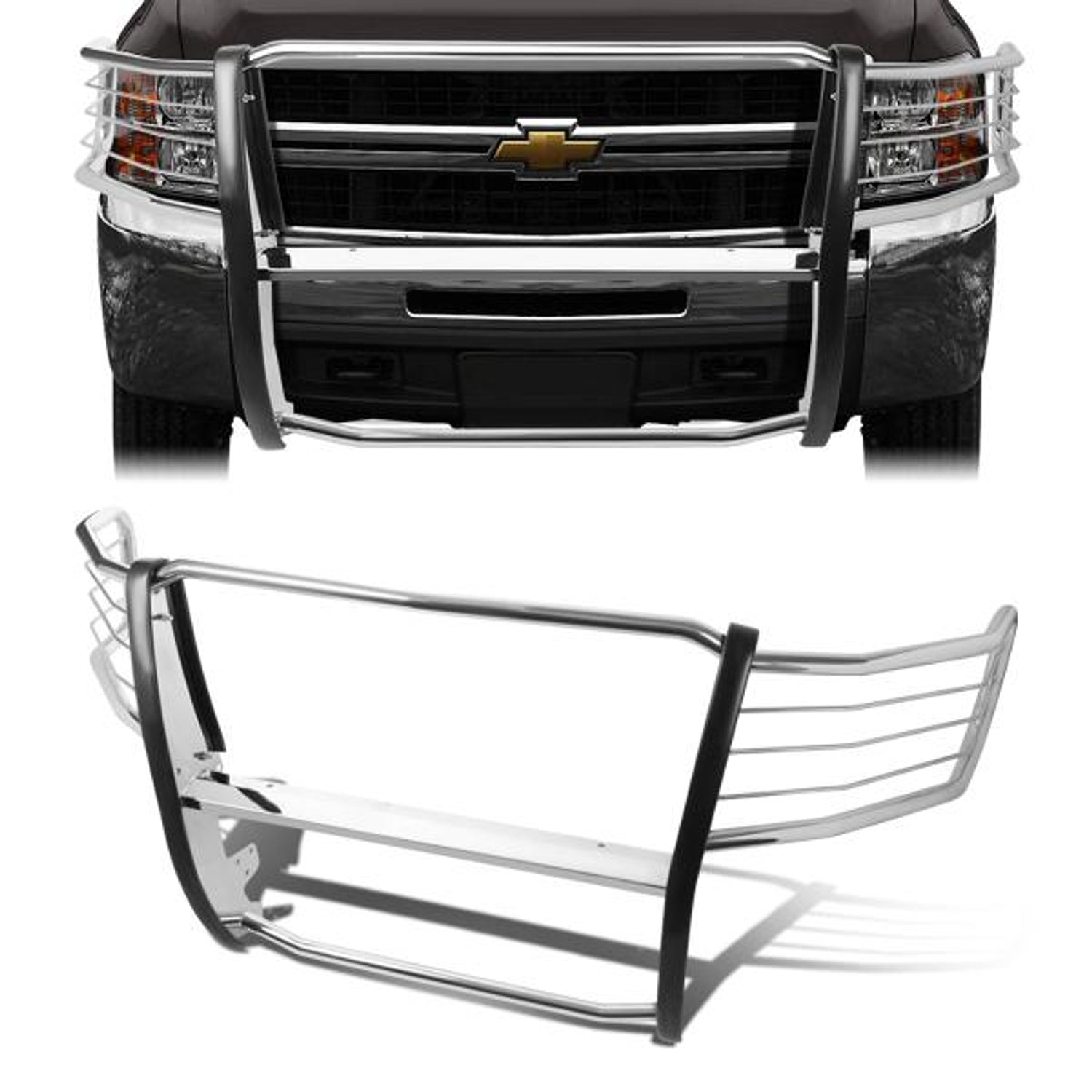07-13 Chevy Silverado 2500 3500HD Brush Grille Guard - Steel - Stainless Steel