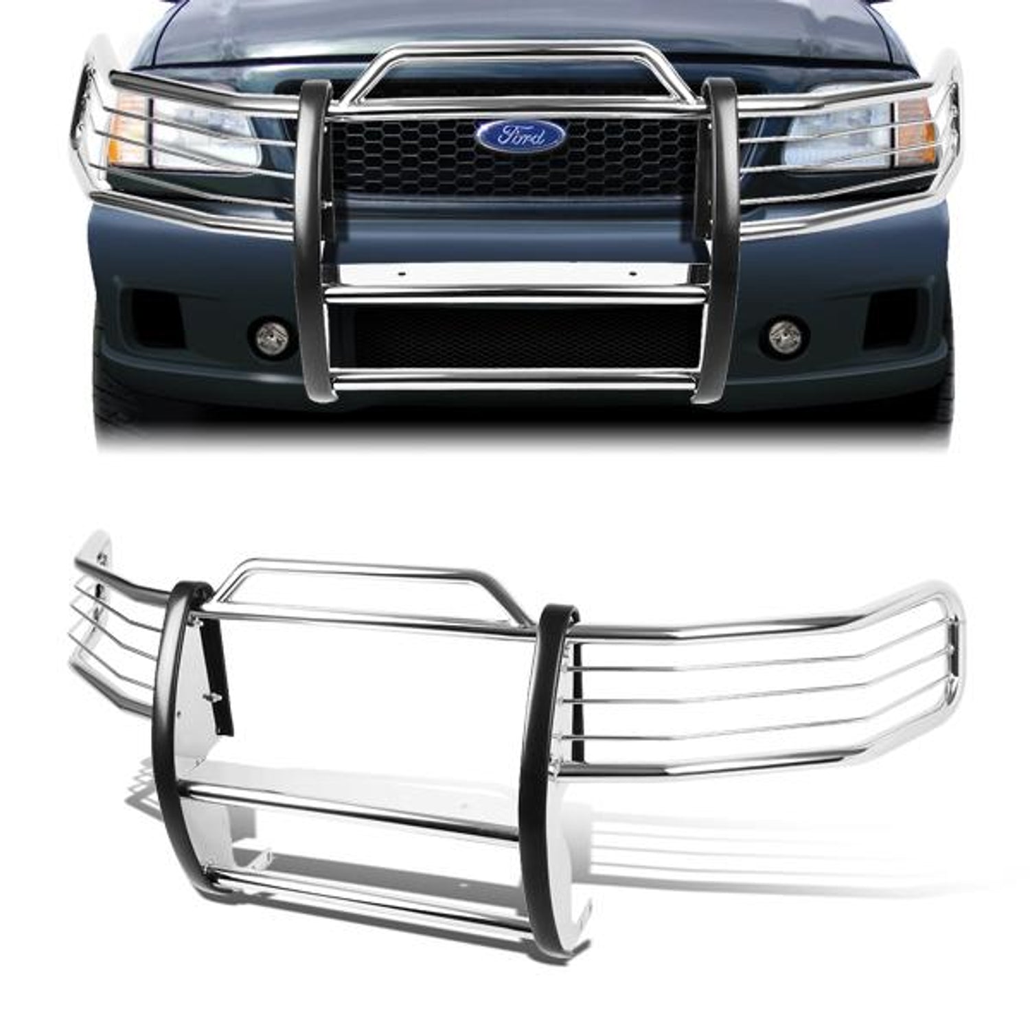 97-98 Ford F150 F250 Expedition Brush Grille Guard - Stainless Steel