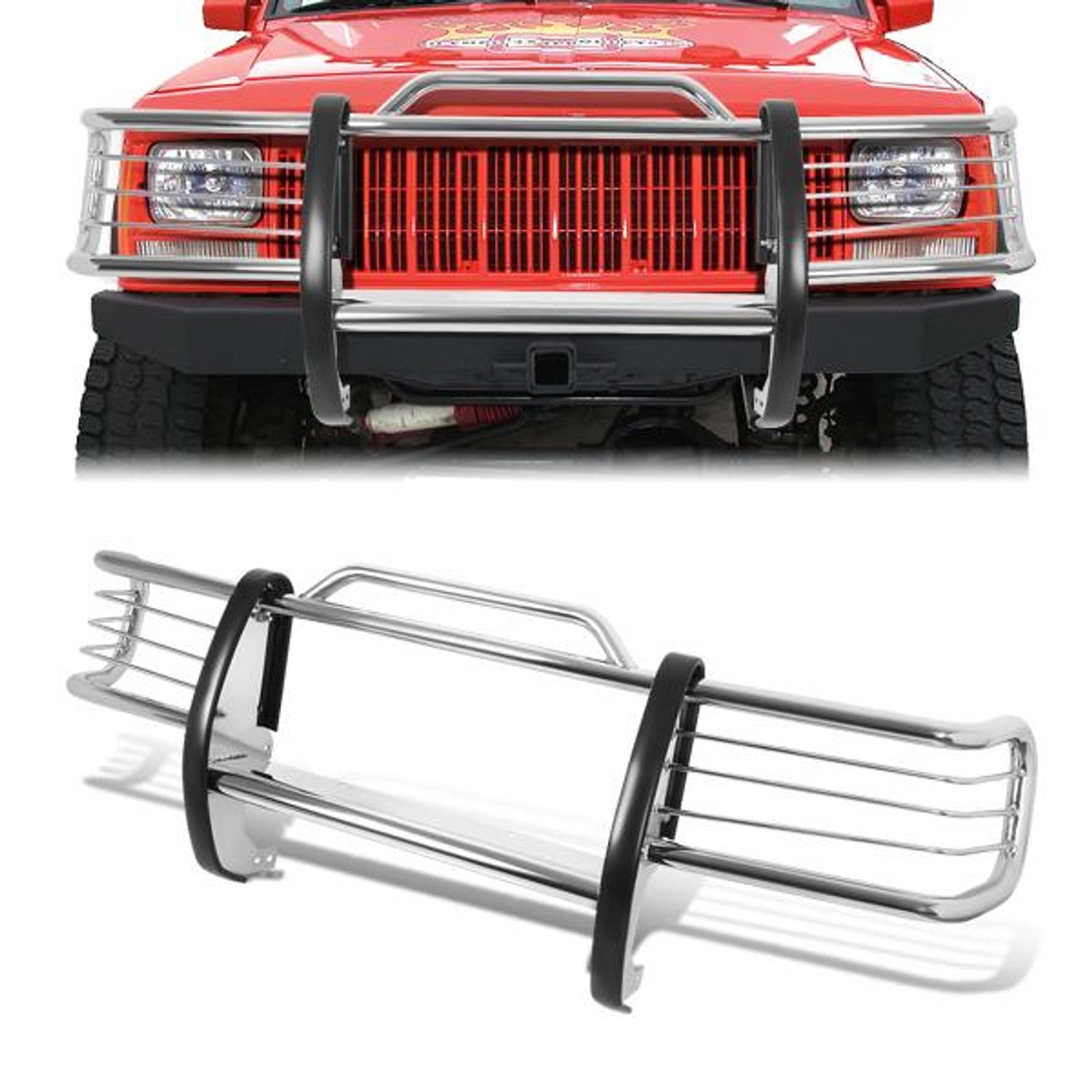 84-01 Jeep Cherokee XJ Brush Grille Guard - Stainless Steel