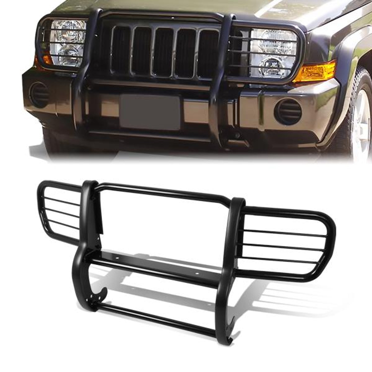 06-10 Jeep Commander Brush Grille Guard - Steel - Black