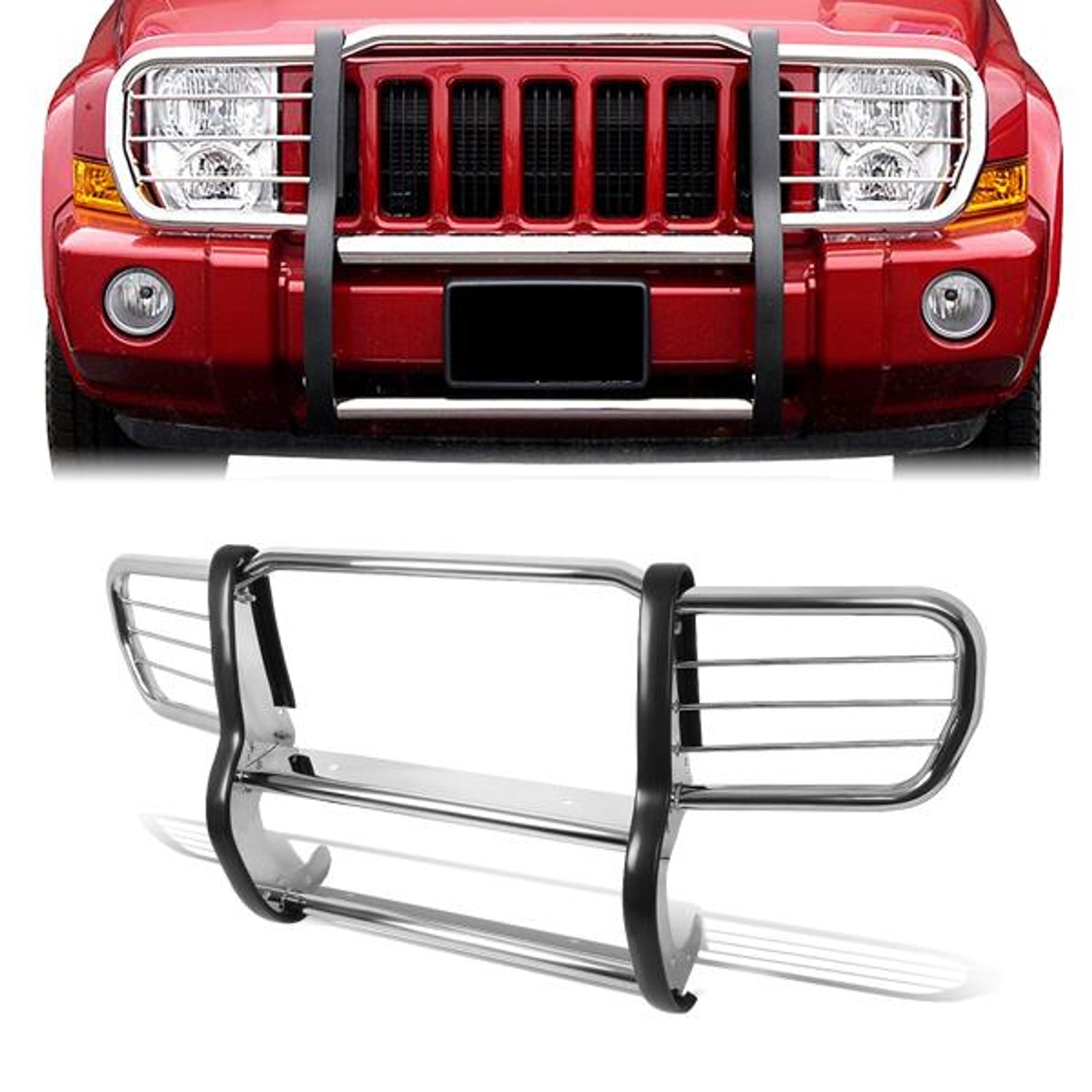 06-10 Jeep Commander Brush Grille Guard - Stainless Steel