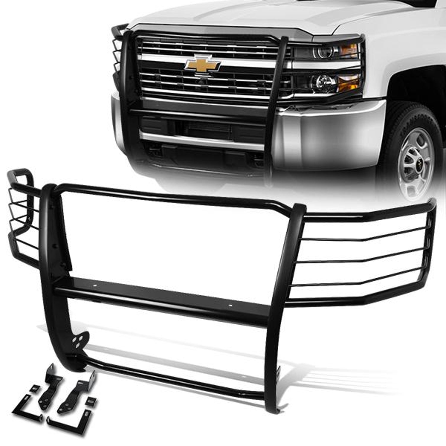 D-Motoring - 11-14 Chevy Silverado 2500HD 3500HDBrush Guard - Coated - Mild Steel - 1
