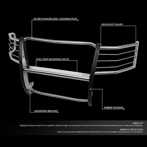 D-Motoring - 11-14 Chevy Silverado 2500HD 3500HDBrush Guard - Coated - Stainless Steel - 2