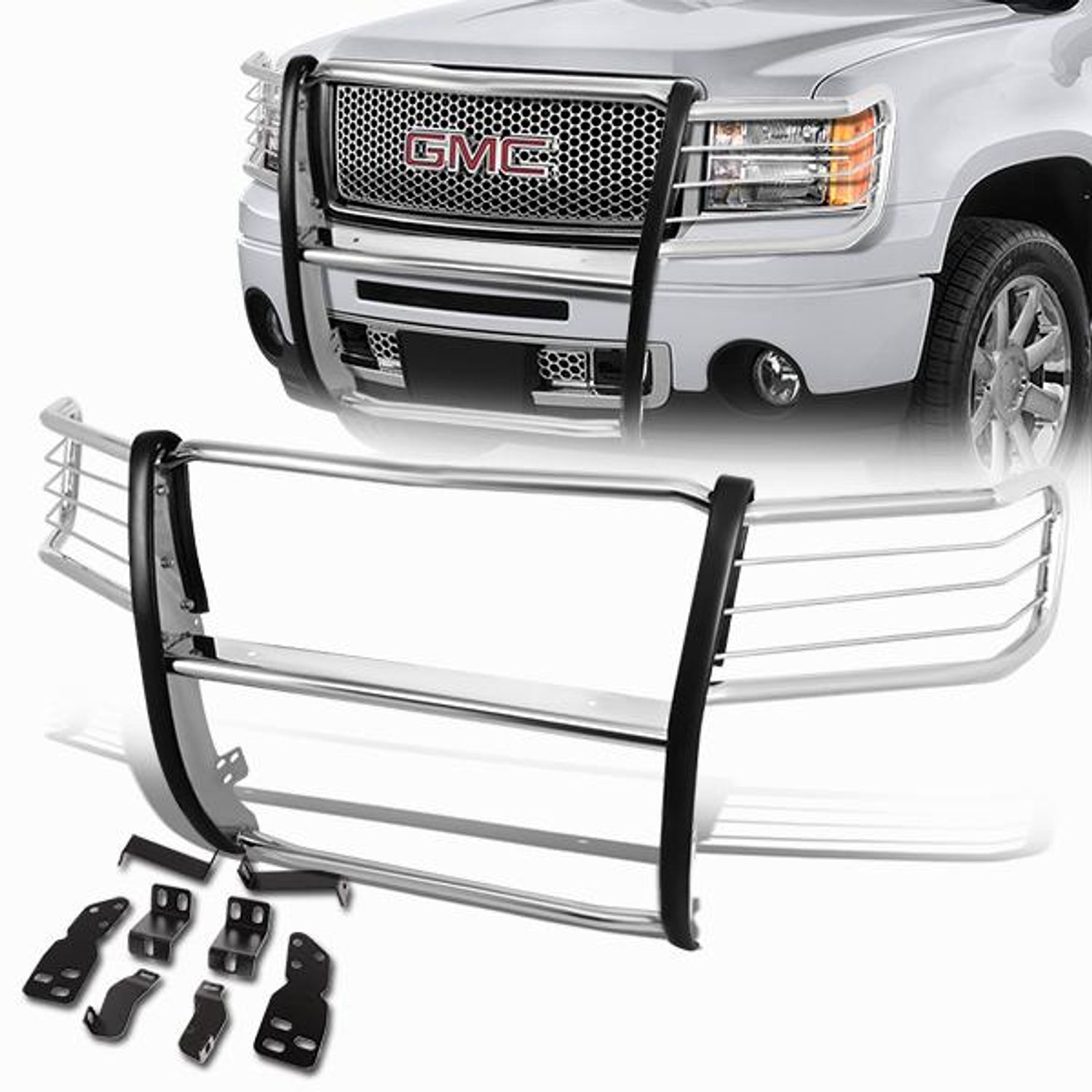 D-Motoring - 07-13 GMC Sierra 1500Brush Guard - Coated - Stainless Steel - 1