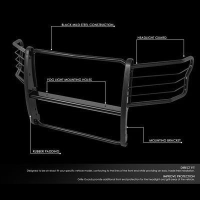 15-19 Ford F-150 Front Bumper Grille Brush Guard - Powdercoated Steel - GRILL-G-082-BK - 2
