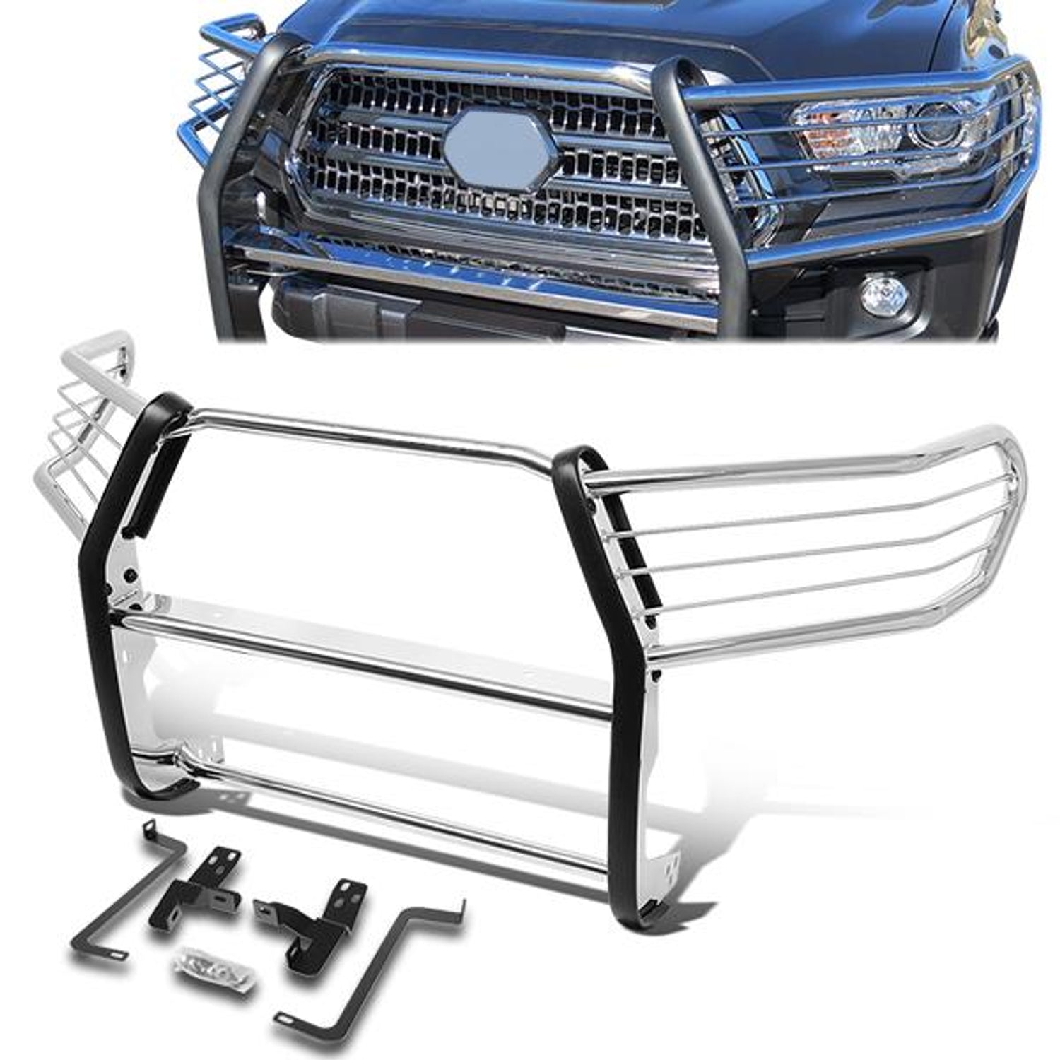 16-19 Toyota Tacoma Front Bumper Grille Brush Guard - Stainless Steel - GRILL-G-083-SS - 1