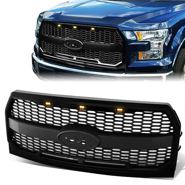 Honeycomb Mesh LED DRL Front Grille <br>15-17 Ford F-150