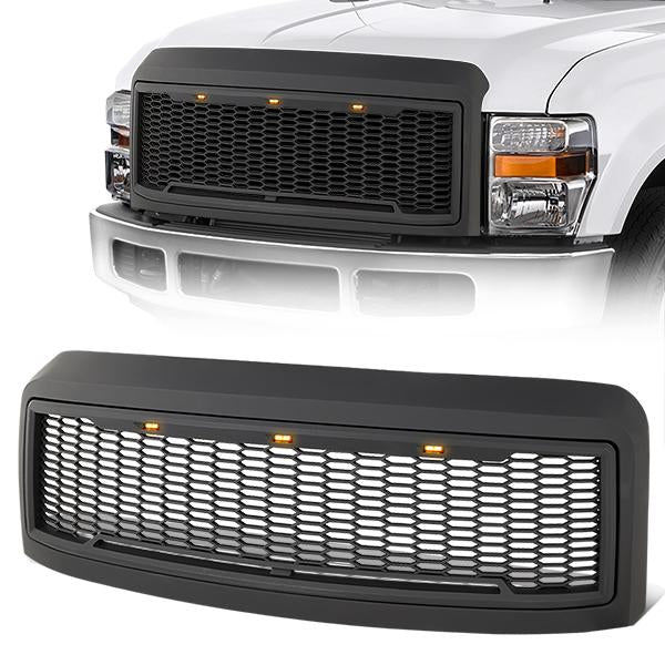 Honeycomb Mesh LED DRL Front Grille <br>08-10 Ford F250 F350