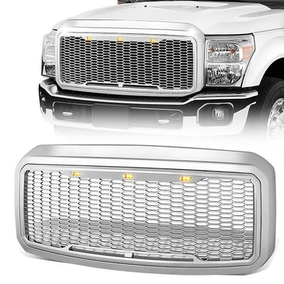 Honeycomb Mesh LED DRL Front Grille <br>11-16 Ford F250 F350 F450 F550 Super Duty