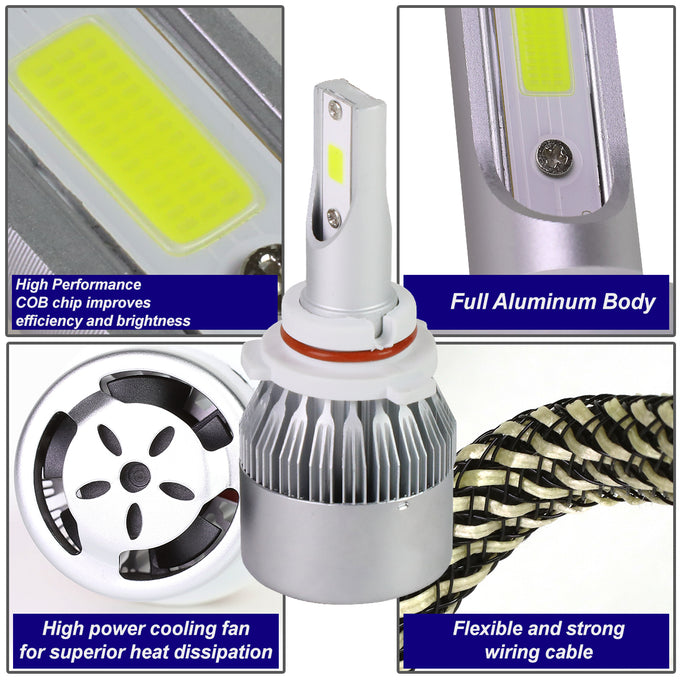 6000K 9006 LED High/Low Beam Headlight Bulbs + Cooling Fan - HID-LED-LB-FAN-9006