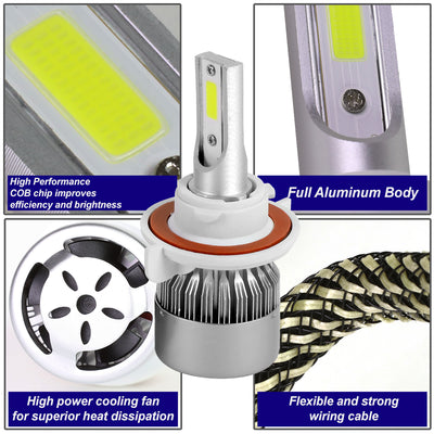 6000K H13 LED High/Low Beam Headlight Bulbs + Cooling Fan - HID-LED-LB-FAN-H13-HL