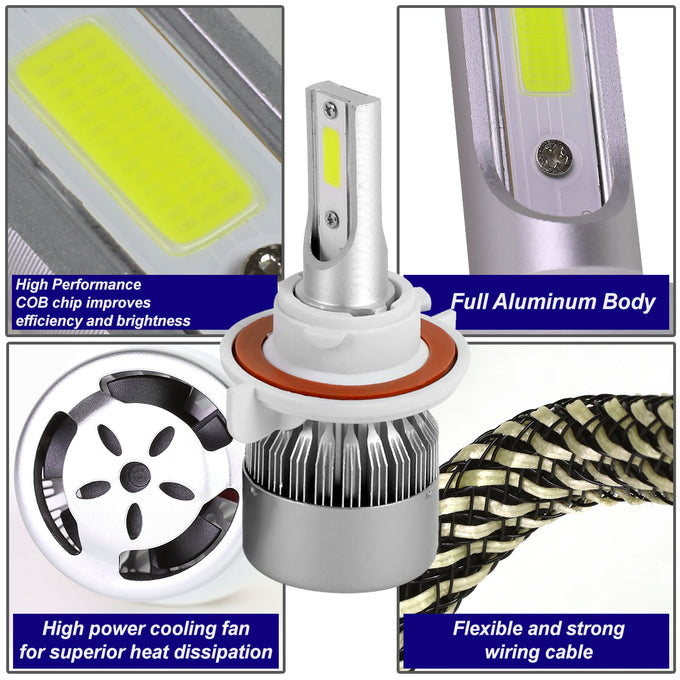 6000K H13 LED High/Low Beam Headlight Bulbs + Cooling Fan - HID-LED-LB-FAN-H13-HL