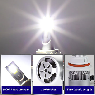 6000K H13 LED High/Low Beam Headlight Bulbs + Cooling Fan - HID-LED-LB-FAN-H13-HL