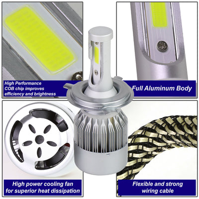 6000K H4 LED High/Low Beam Headlight Bulbs + Cooling Fan - HID-LED-LB-FAN-H4-HL
