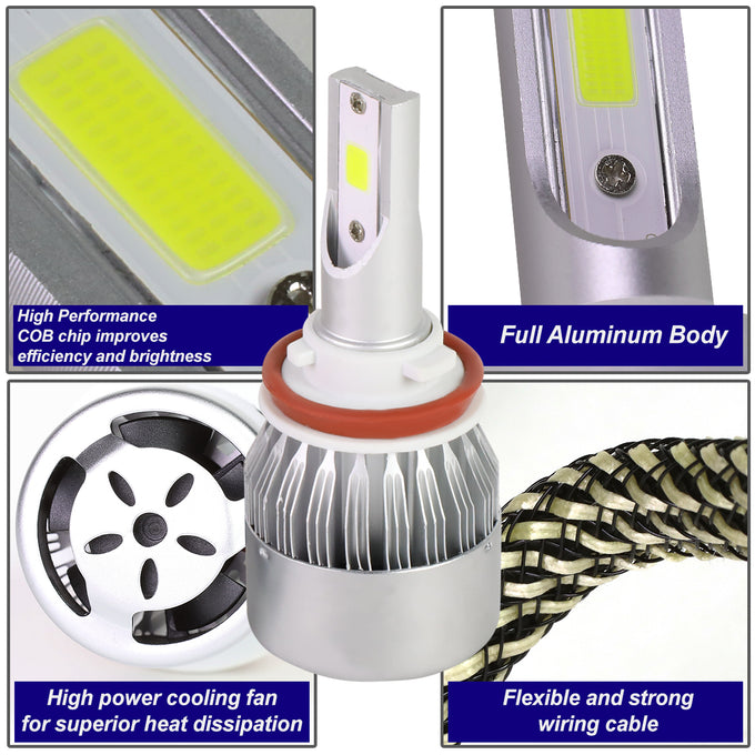 6000K H8 LED High/Low Beam Headlight Bulbs + Cooling Fan - HID-LED-LB-FAN-H8