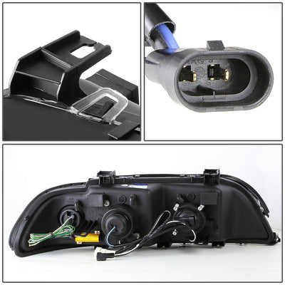 D-Motoring - Headlights - LED U-Halo - Clear Housing - Projector - Plug-n-Play - Pair - BMW 528i / 530i / 540i / BMW M5 - 5
