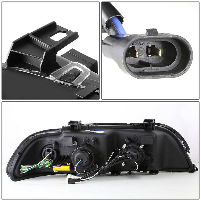 D-Motoring - Headlights - LED U-Halo - Clear Housing - Projector - Plug-n-Play - Pair - BMW 528i / 530i / 540i / BMW M5 - 5