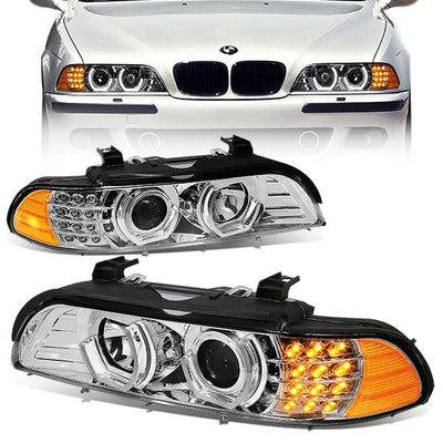 96-03 BMW 528i 530i 540i BMW M5 Headlights - LED U-Halo - Clear Housing - Projector - Plug-n-Play - Pair