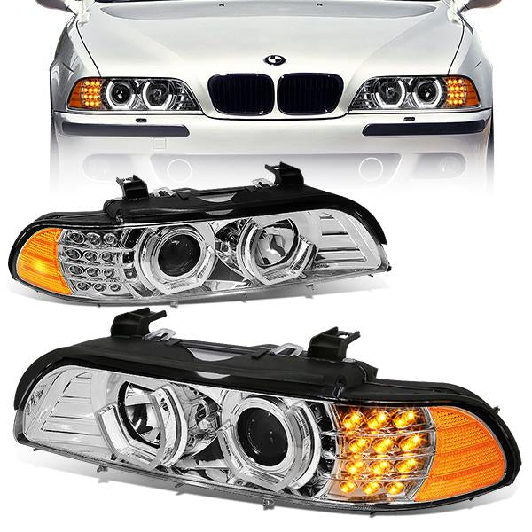 96-03 BMW 528i 530i 540i BMW M5 Headlights - LED U-Halo - Clear Housing - Projector - Plug-n-Play - Pair